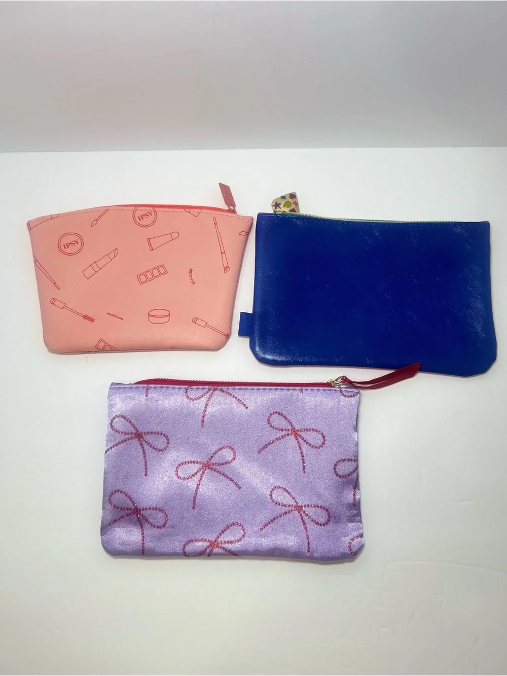 Ipsy Glam Bag Lot of 6 New Empty Make Up Bags Variety Zippered